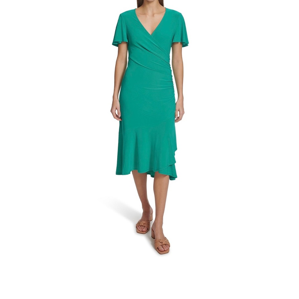 Spring & Summer Flutter Sleeve Faux Wrap Dress